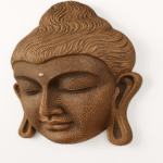 Antique finish Buddha head wall hanging sculpture for home décor – spiritual peaceful face art for meditation and living space