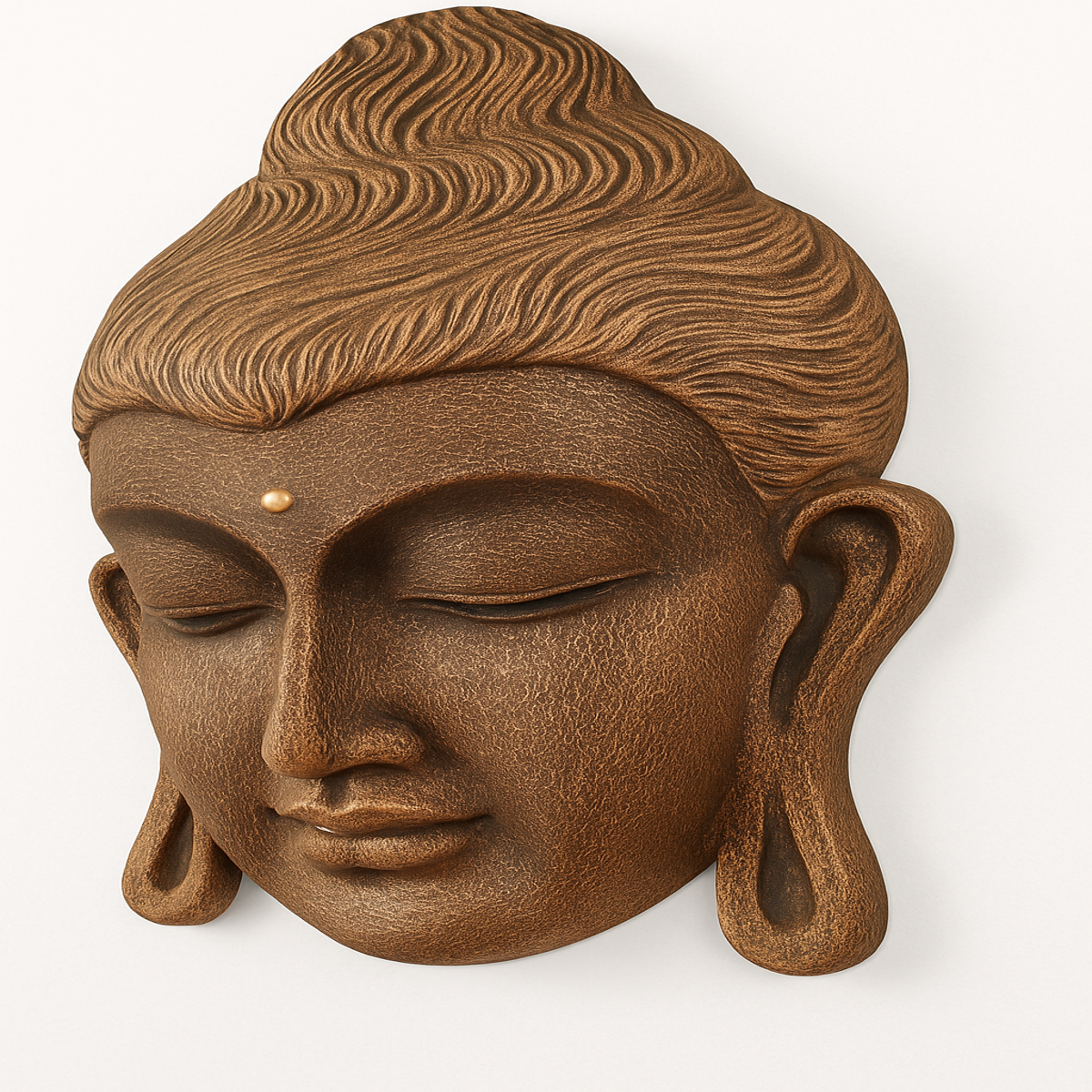 Antique finish Buddha head wall hanging sculpture for home décor – spiritual peaceful face art for meditation and living space