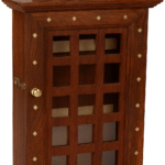 Sheesham wooden square wall-mounted key holder with metal hooks