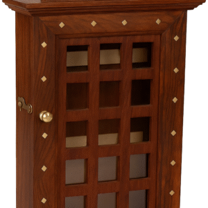 Sheesham wooden square wall-mounted key holder with metal hooks