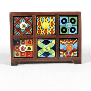 Multi-storage wooden cabinet with ceramic drawers for spices and jewelry