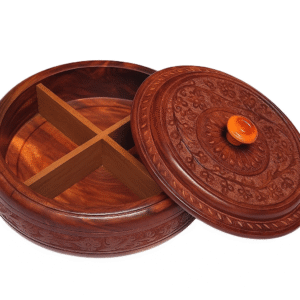 Premium Handcrafted Wooden Dry Fruit Box – 4 Compartment Storage Container - Image 3