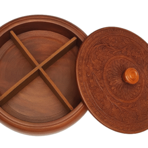 Premium Handcrafted Wooden Dry Fruit Box – 4 Compartment Storage Container - Image 2