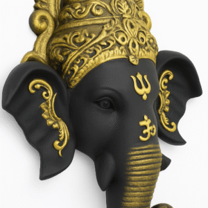 Black & Gold Ganesha Face Wall Hanging – Handcrafted Lord Ganesha Mural for Home, Office & Temple Decor | Divine Wall-Mounted Showpiece by Holiness Craft - Image 3
