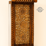 Handcrafted wooden serving tray with intricate floral carving, rustic brown finish