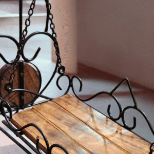Handcrafted Wooden & Iron Jhoola Swing – Table Decor for Radha Krishna or God Idols - Image 4