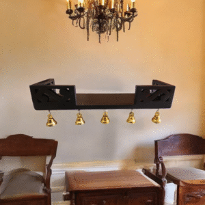 Romantic Wall Hanging Showpiece – Wooden Hanging Shelf with Cute Figurines and Bells - Image 1