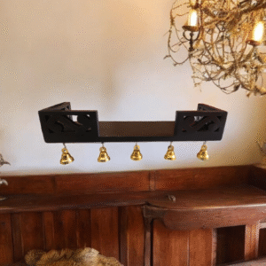 Romantic Wall Hanging Showpiece – Wooden Hanging Shelf with Cute Figurines and Bells - Image 4